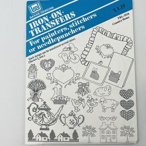 Vtg Banar Designs Country Home Iron Transfers 1990 Sheep Duck Chicken Cat Hearts